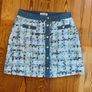 Nanette Lepore Tweed Mini Skirt - Blue and Gray